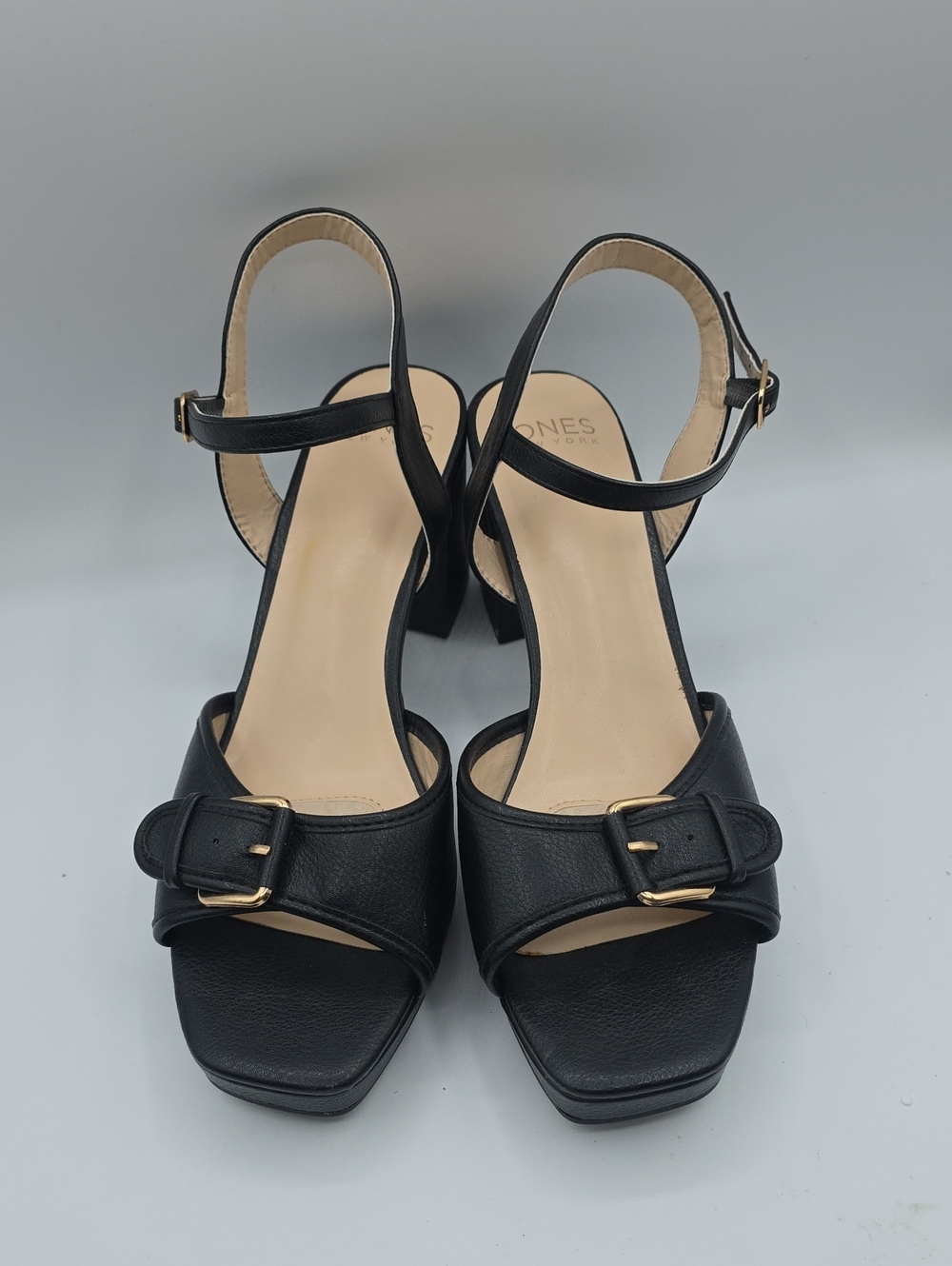 Jones New York Hersta Black Block Heel Sandals with Buckle Detail Size 11M